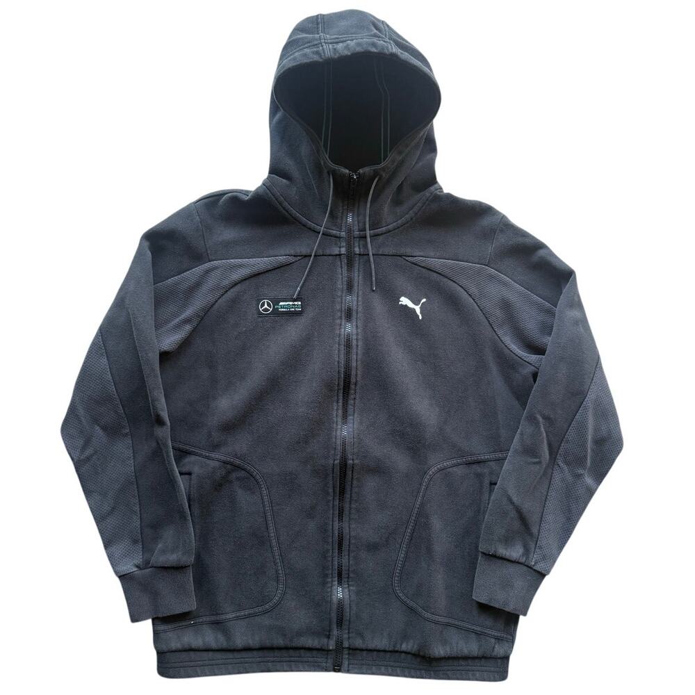 Puma Mercedes AMG Petronas Formula One Zip Up Black Hoodie Size Mens
